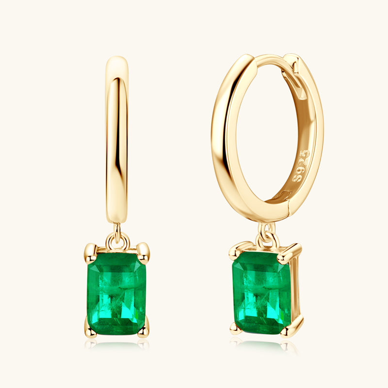 Classic Square Emerald Drop Earrings - JESCOJES