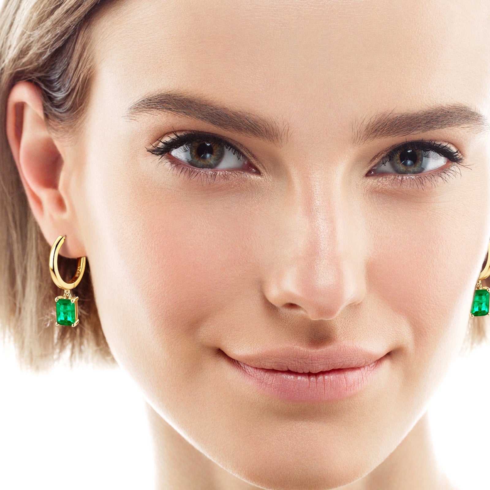 Classic Square Emerald Drop Earrings