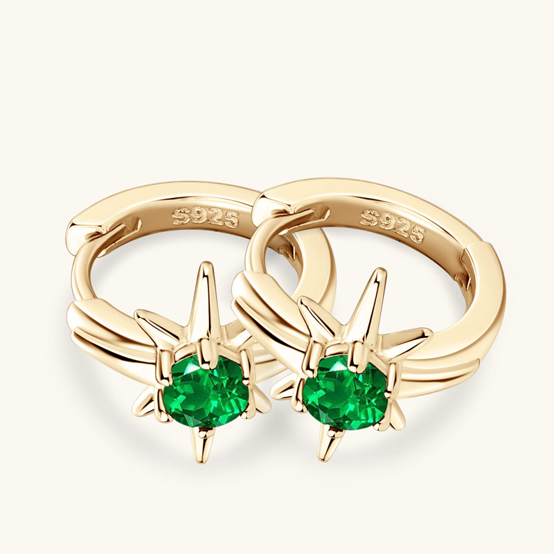 Romantic Star Emerald Hoop Earrings - JESCOJES