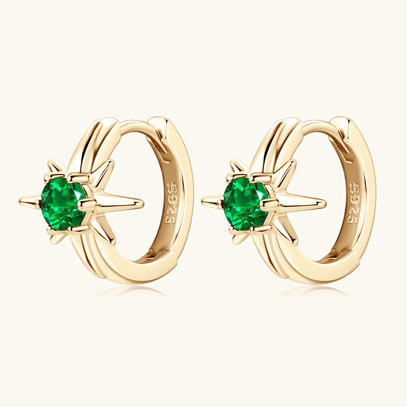 Romantic Star Emerald Hoop Earrings - JESCOJES