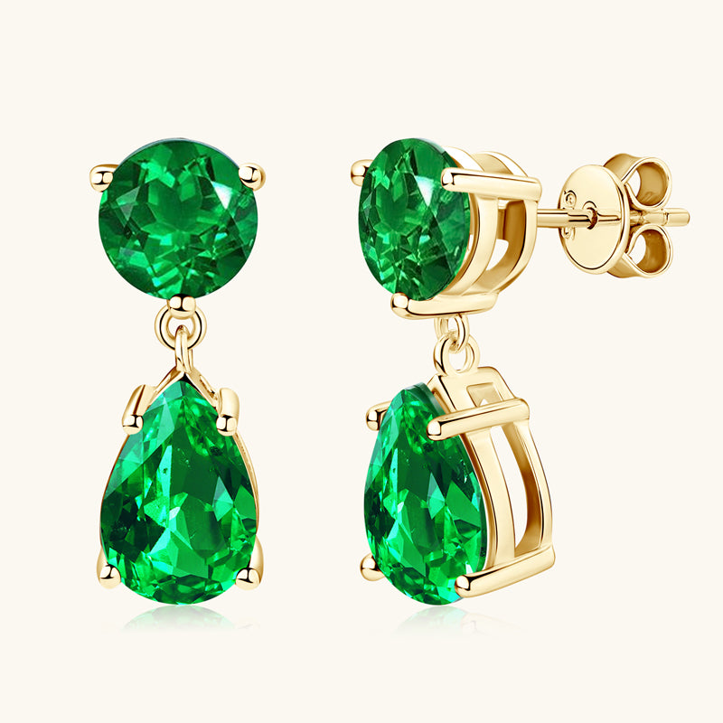 Vibrant Water Drop Emerald Drop Earrings