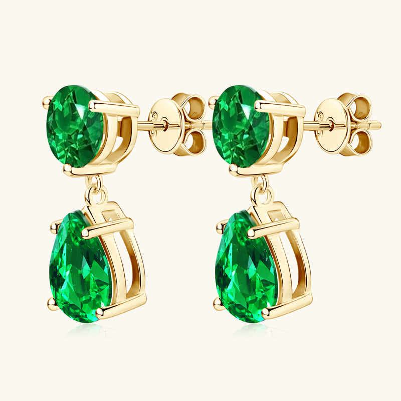 Vibrant Water Drop Emerald Drop Earrings