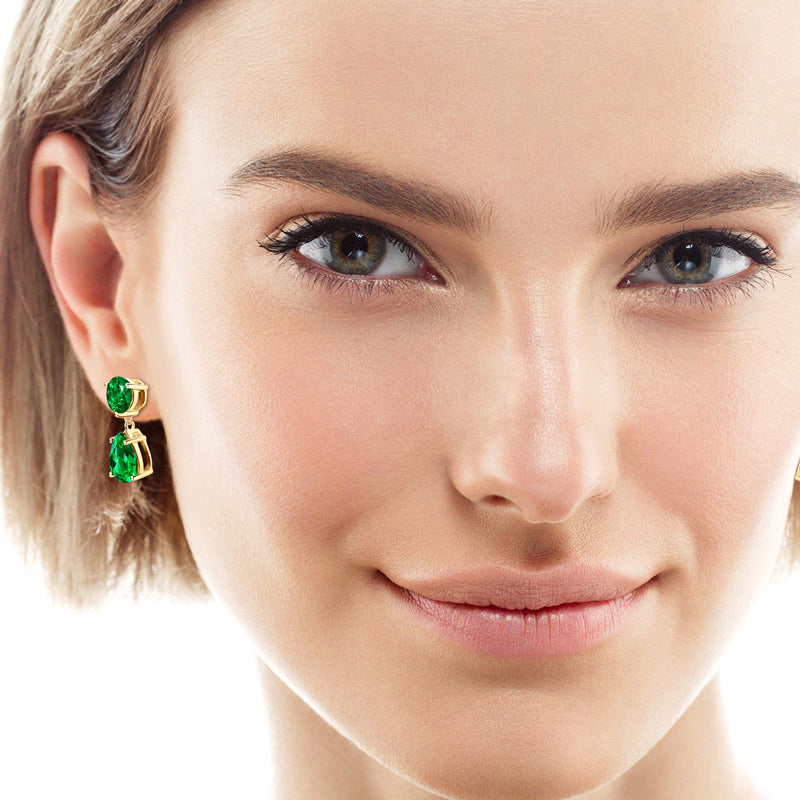 Vibrant Water Drop Emerald Drop Earrings