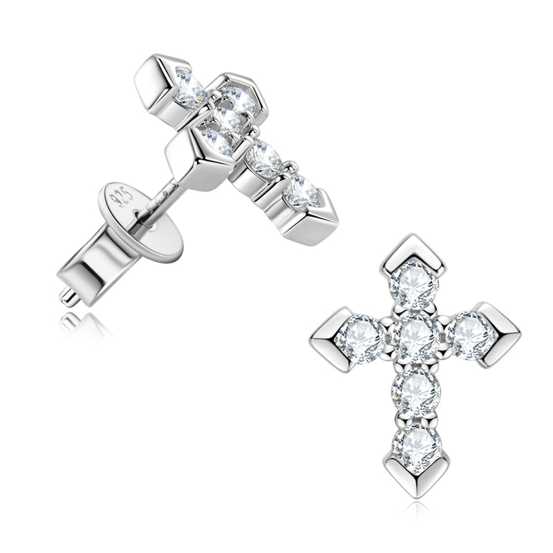 Shining Cross Premium Moissanite Stud Earrings - JESCOJES