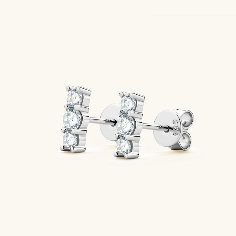 Triple Bar Premium Moissanite Stud Earrings - JESCOJES