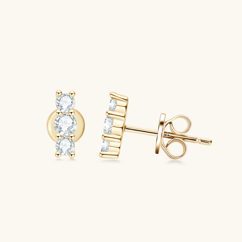 Triple Bar Premium Moissanite Stud Earrings