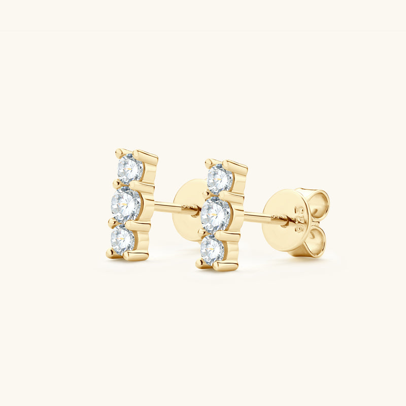 Triple Bar Premium Moissanite Stud Earrings