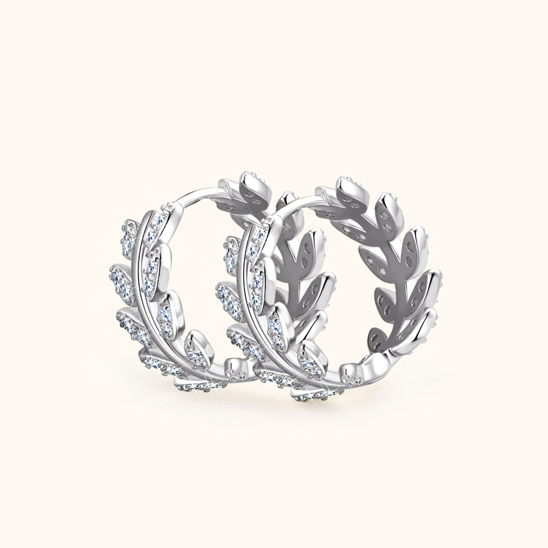 Vitality Leaf Premium Moissanite Hoop Earrings - JESCOJES