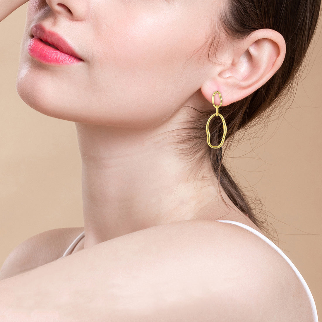 Golden Hoop Drop Earrings