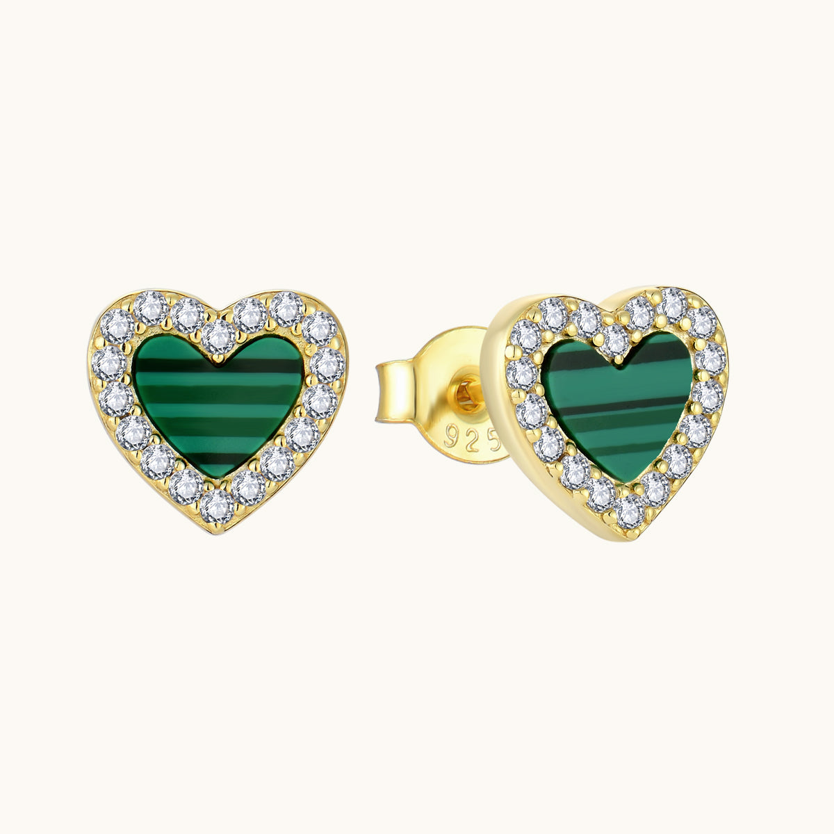 Romantic Green Heart Stud Earrings - JESCOJES