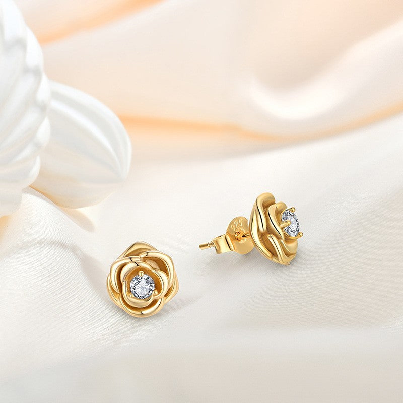 JESCOJES Golden Rose Stud Earrings