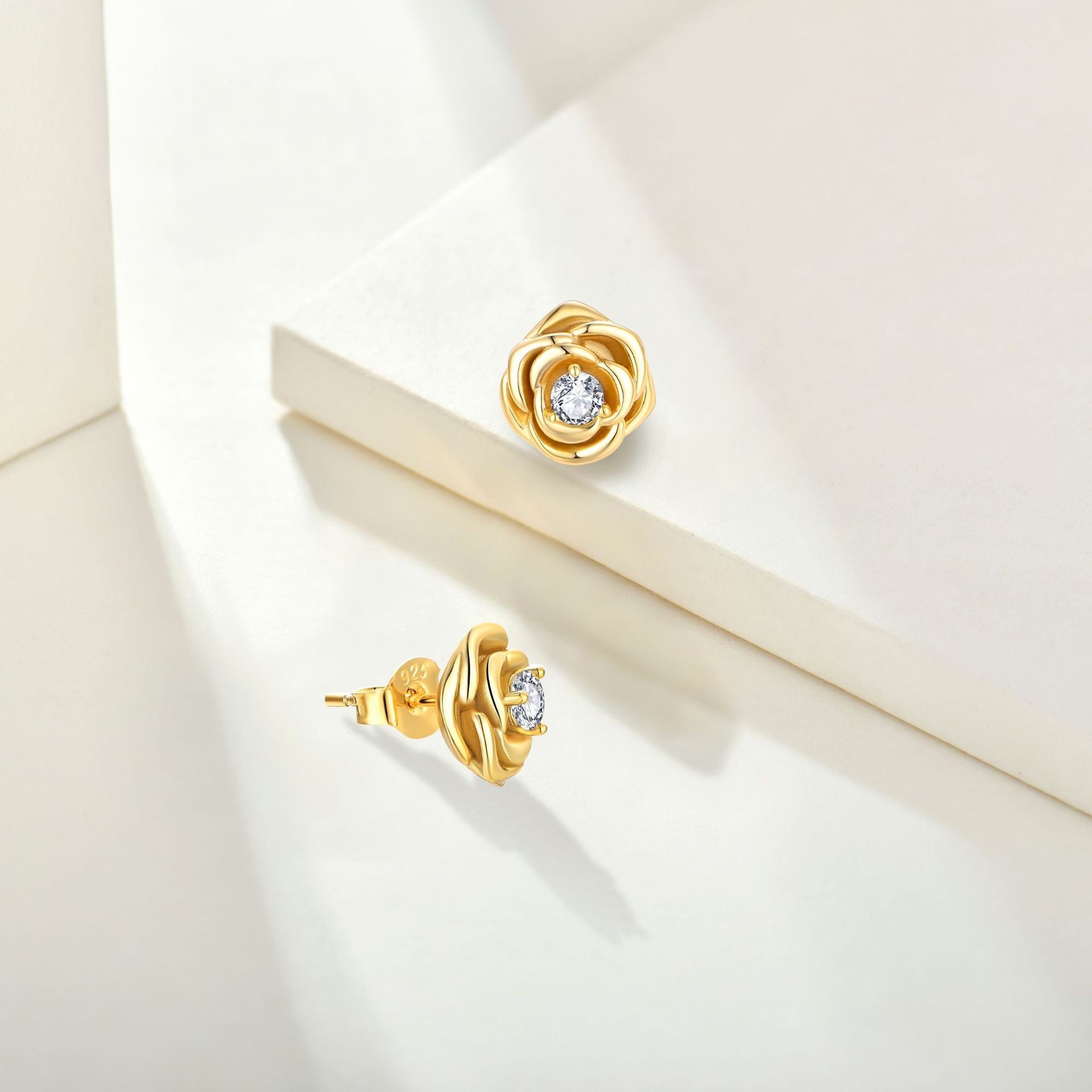 JESCOJES Golden Rose Stud Earrings