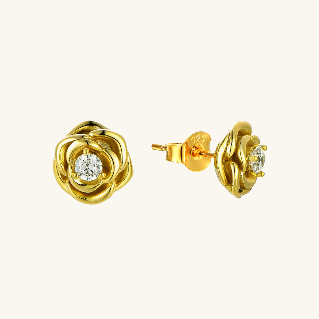 Golden Rose Stud Earrings - JESCOJES