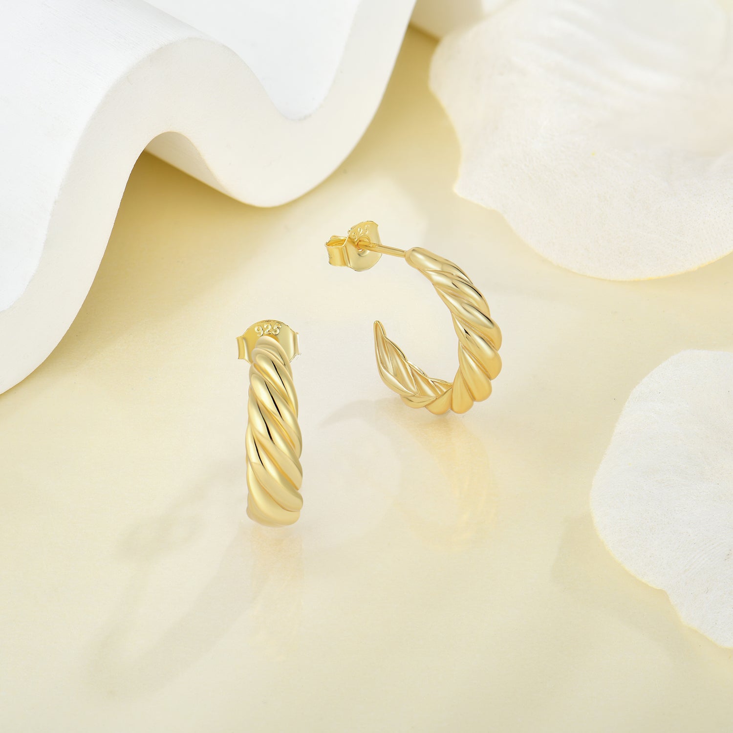 Golden Major Arc Stud Earrings - JESCOJES