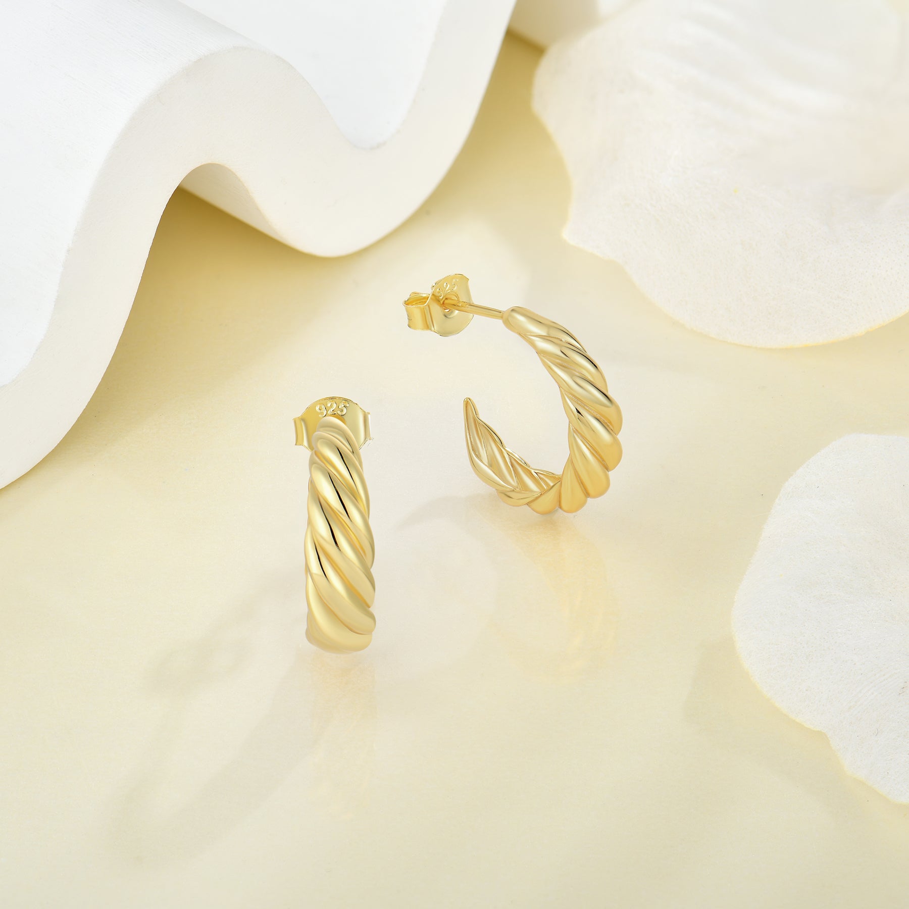 Golden Major Arc Stud Earrings