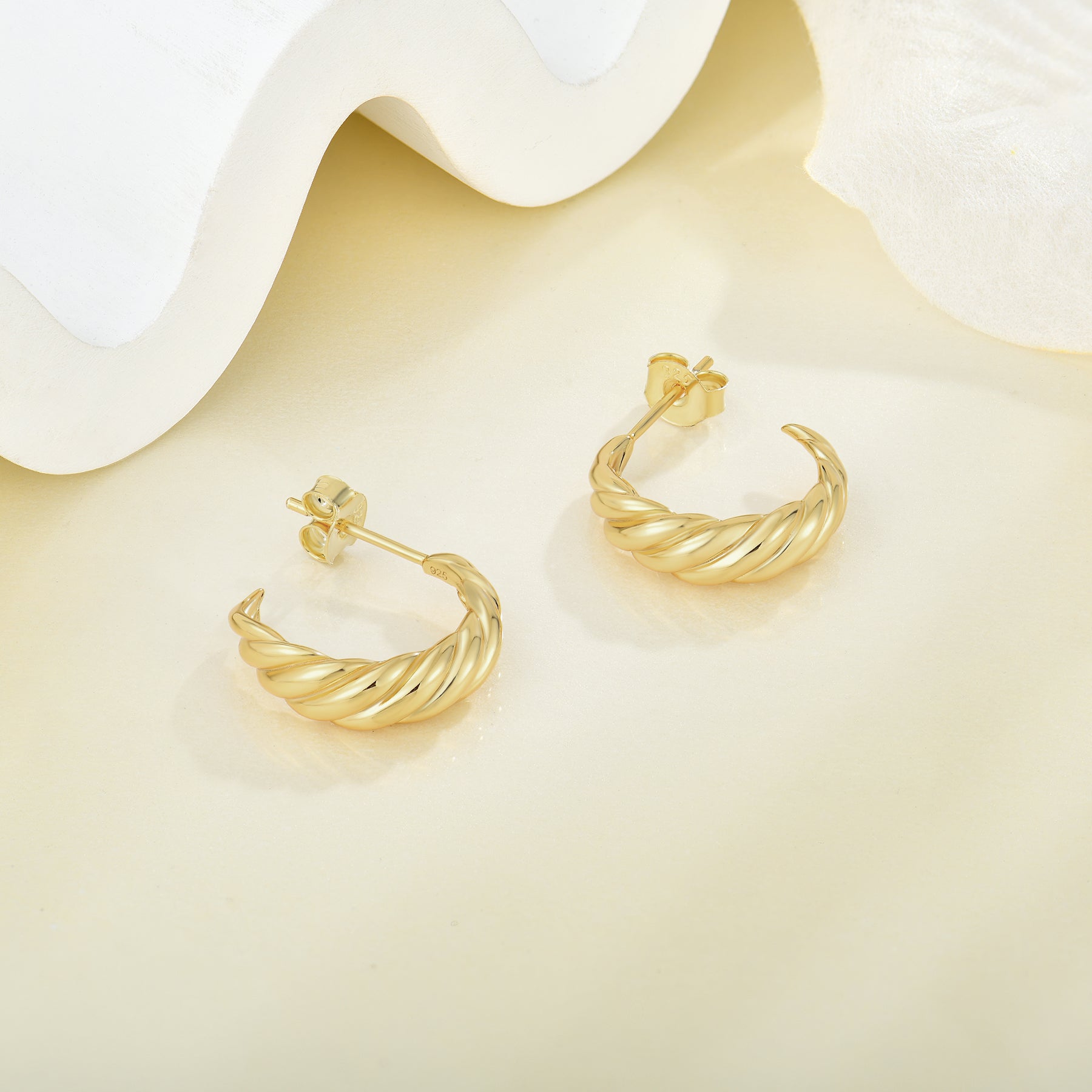 Golden Major Arc Stud Earrings - JESCOJES