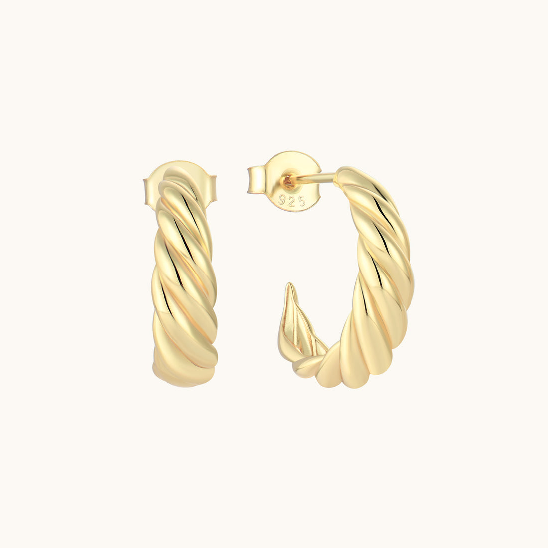 Golden Major Arc Stud Earrings