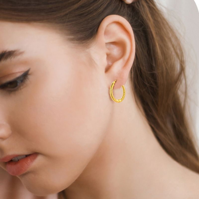 Golden Dôme Texture Medium Hoop Earrings - JESCOJES