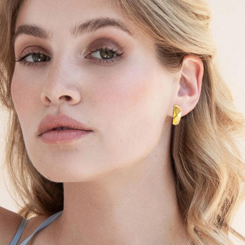 Golden Sparkling Stud Earrings - JESCOJES