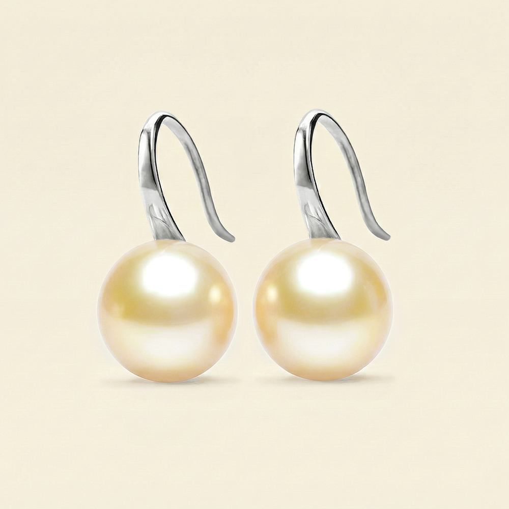 JESCOJES Charming Golden South Sea Pearl Drop Earrings