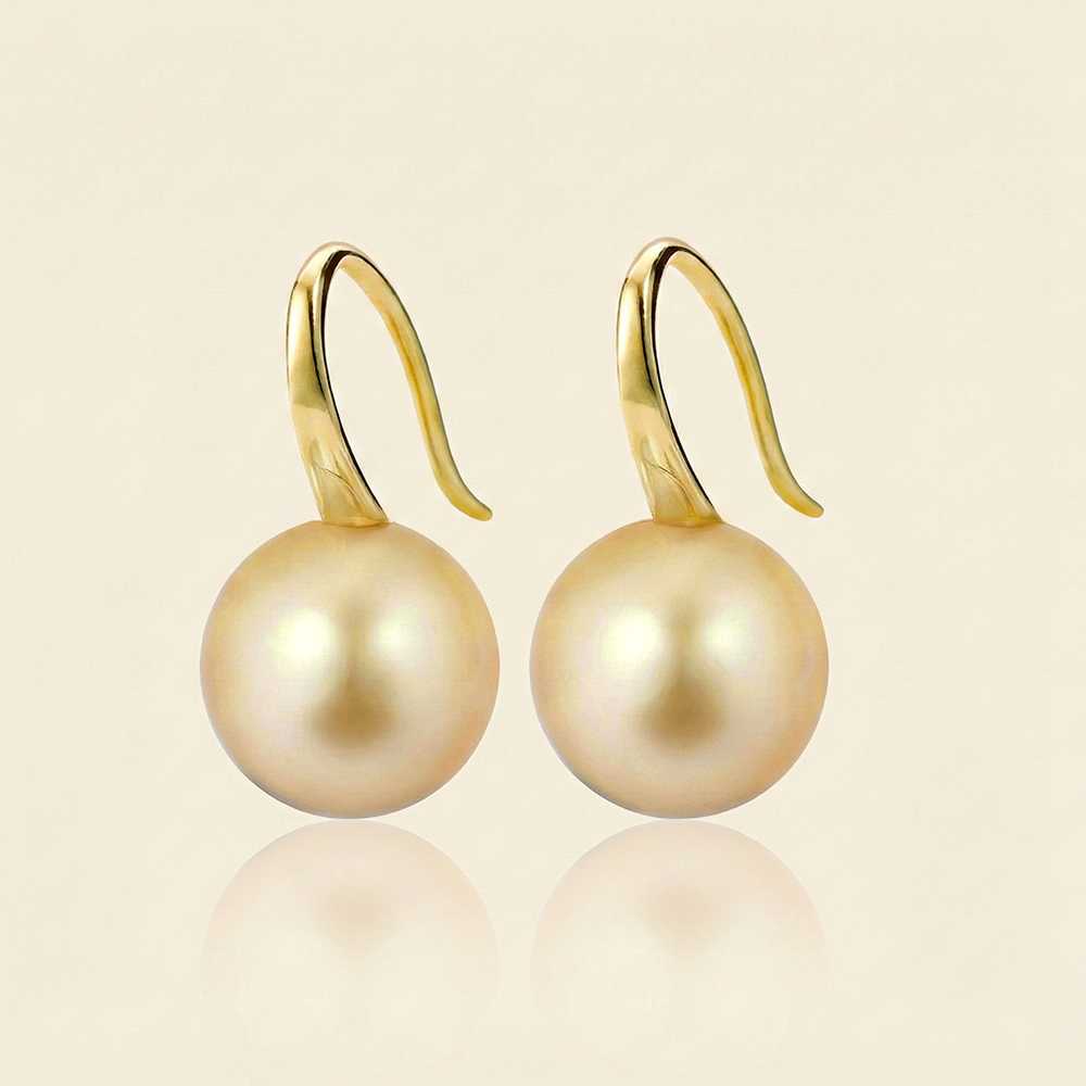 JESCOJES Charming Golden South Sea Pearl Drop Earrings