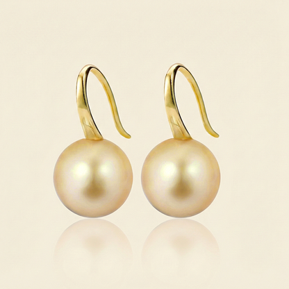 JESCOJES Charming Golden South Sea Pearl Drop Earrings