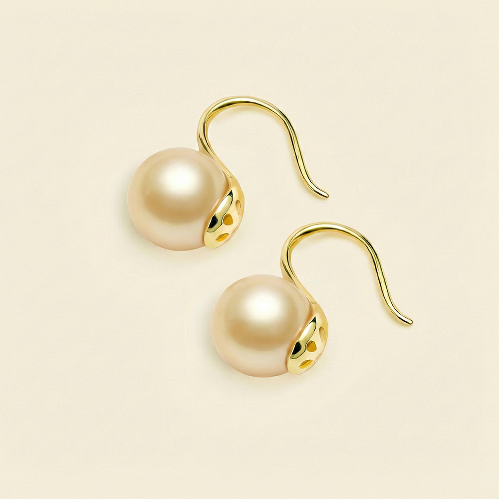 JESCOJES Charming Golden South Sea Pearl Drop Earrings