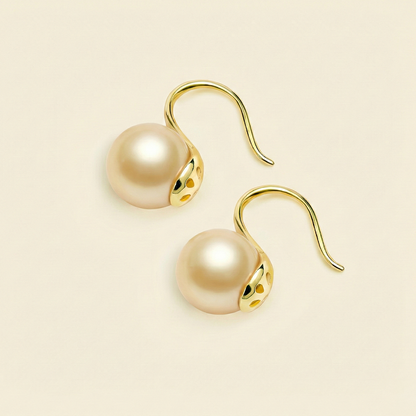 JESCOJES Charming Golden South Sea Pearl Drop Earrings
