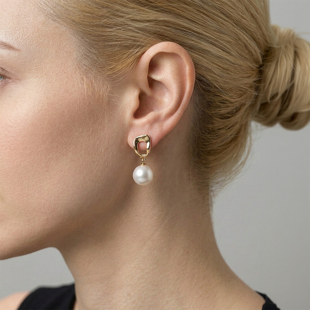 JESCOJES Luminous Frame Pearl Drop Earrings