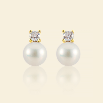 JESCOJES Noble AAAA Freshwater Pearl Stud Earrings  Gold Plated