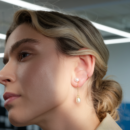 JESCOJES Elegant Two-way Freshwater Pearl Earrings