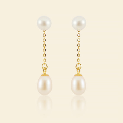 JESCOJES Elegant Two-way Freshwater Pearl Earrings