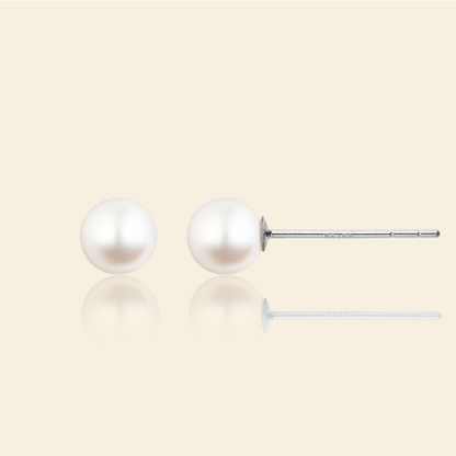 JESCOJES Charismatic 18K Gold Akoya Pearl Stud Earrings - 18K White Gold