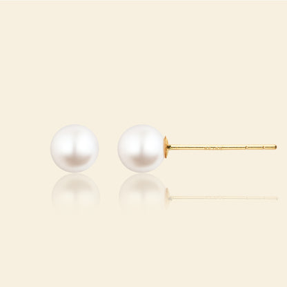 JESCOJES Charismatic 18K Gold Akoya Pearl Stud Earrings