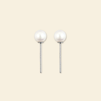 JESCOJES Charismatic 18K Gold Akoya Pearl Stud Earrings - 18K White Gold