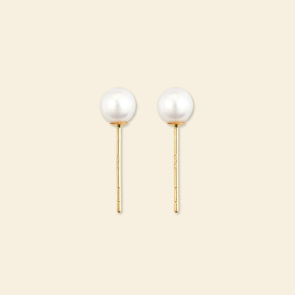 JESCOJES Charismatic 18K Gold Akoya Pearl Stud Earrings