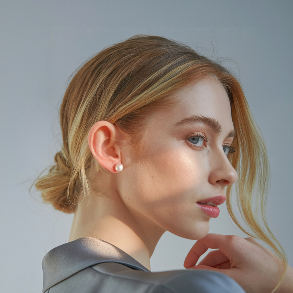 JESCOJES Charismatic 18K Gold Akoya Pearl Stud Earrings