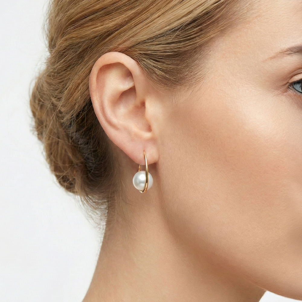 JESCOJES Crescent Charm Freshwater Pearl Earrings