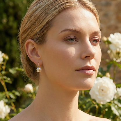 JESCOJES Crescent Charm Freshwater Pearl Earrings