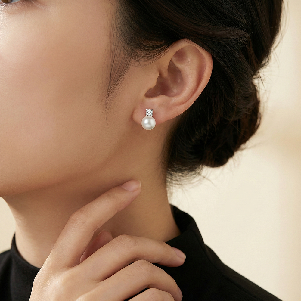 JESCOJES Noble AAAA Akoya Pearl Stud Earrings