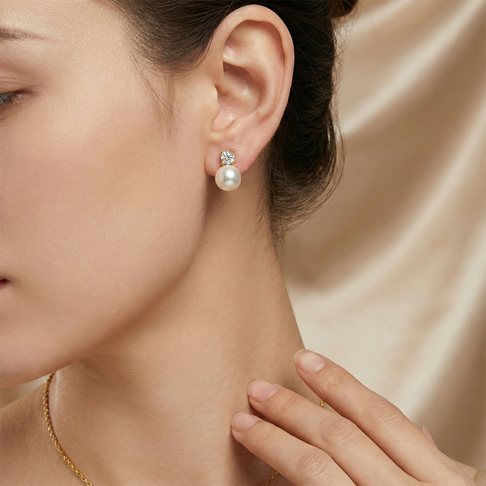 JESCOJES Noble AAAA Akoya Pearl Stud Earrings