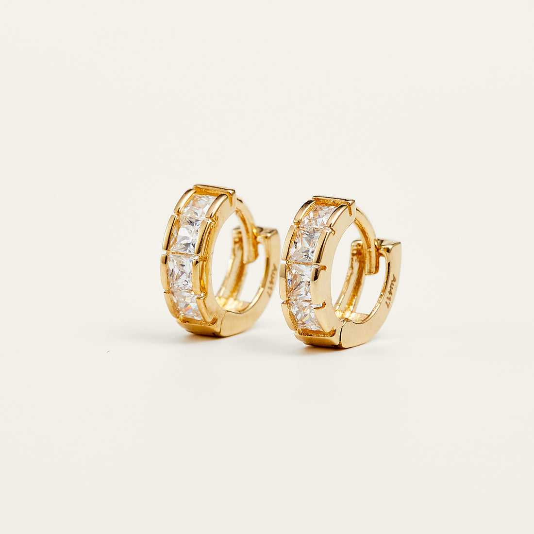 Shining Gold Pavé Huggie Hoop Earrings