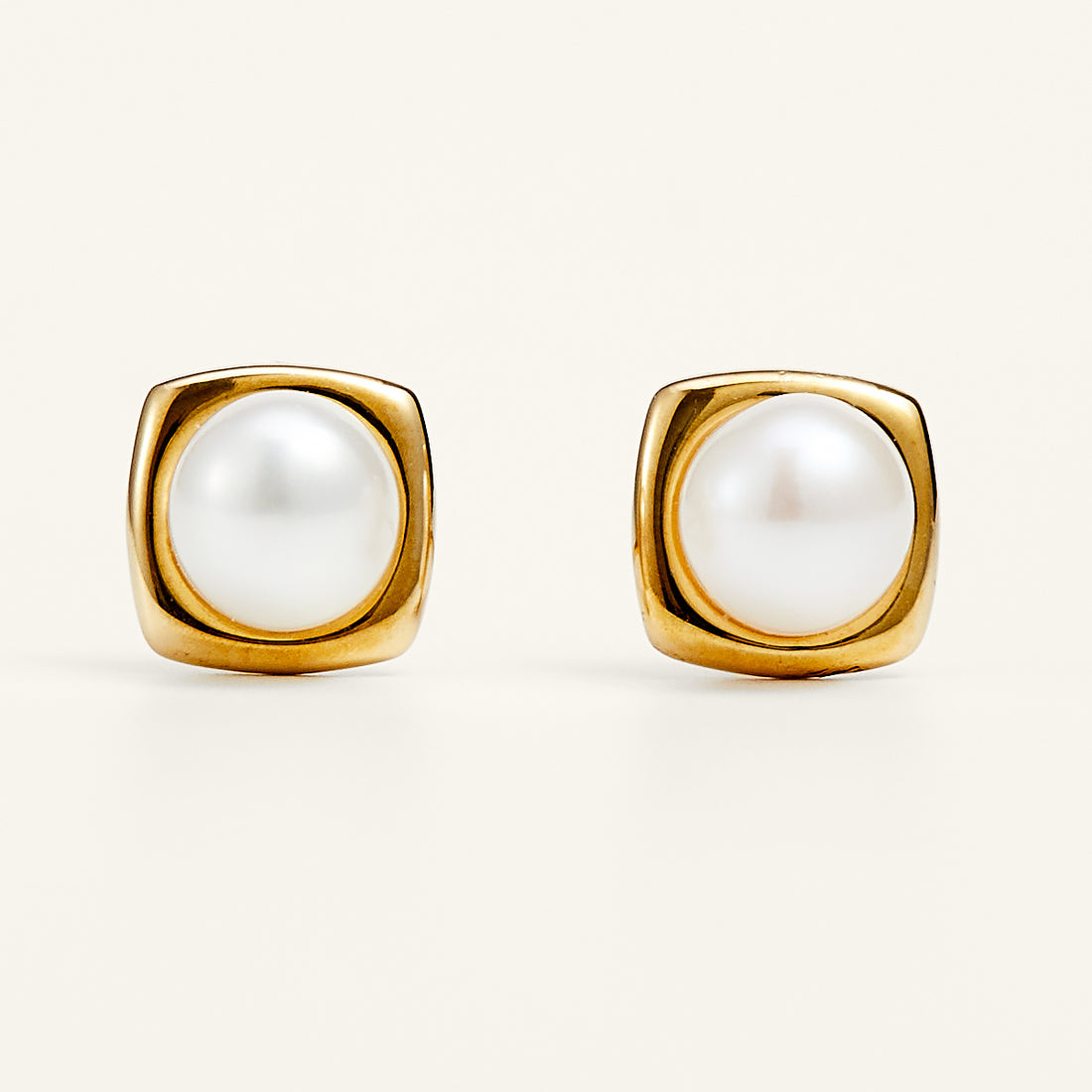 Shining Gold Pearl Stud Earrings