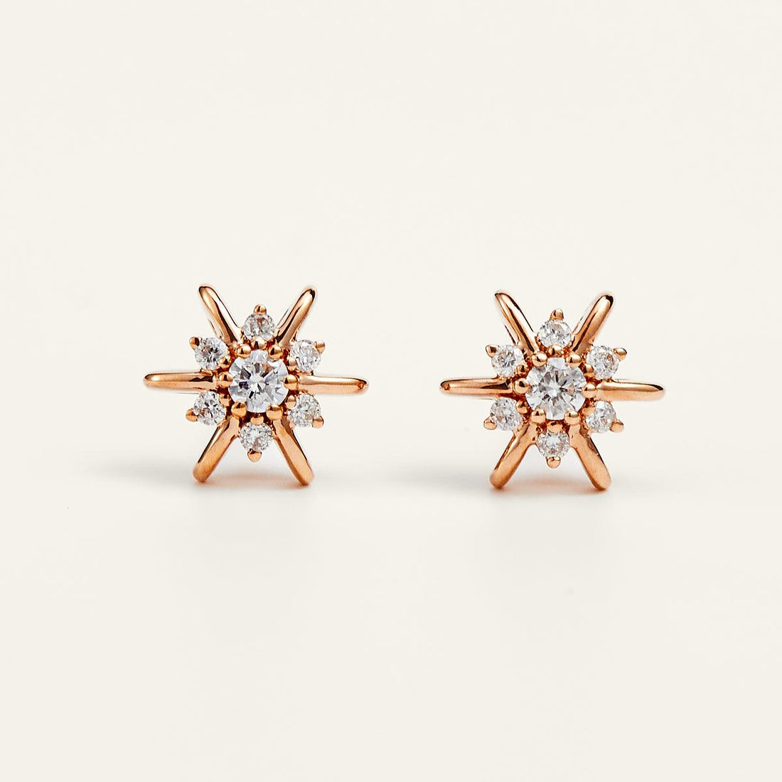 JESCOJES Helios Charm Sunflower Diamond Gold Stud Earrings
