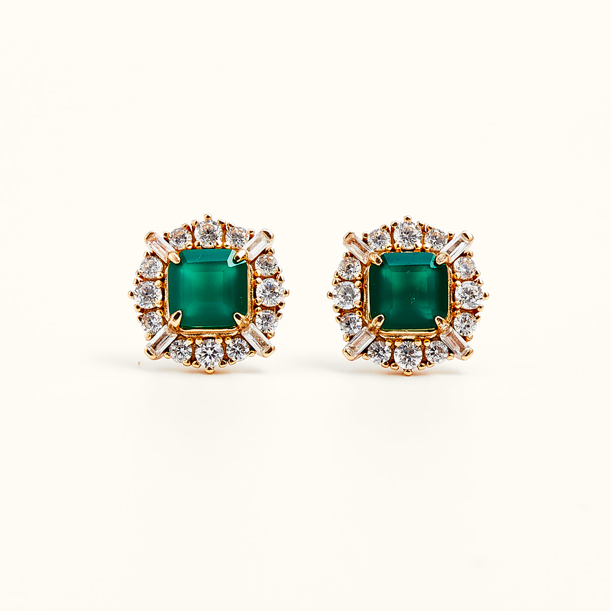 Charming Green Agate Stud Earrings - JESCOJES