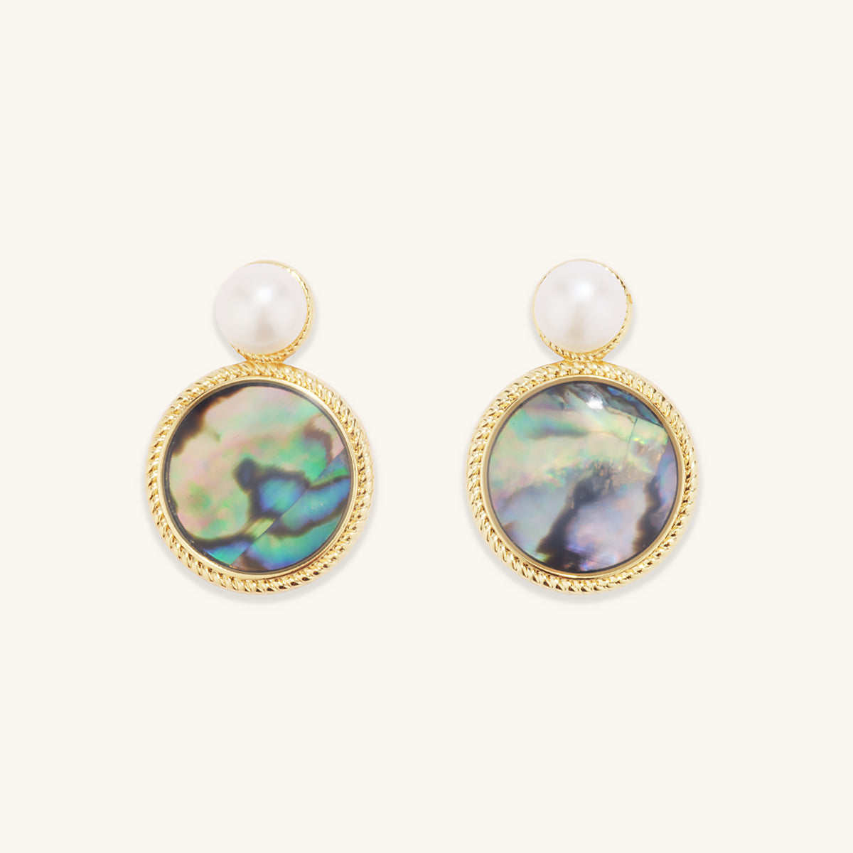 Freshwater Pearl &amp; Abalone Shell Drop Earrings