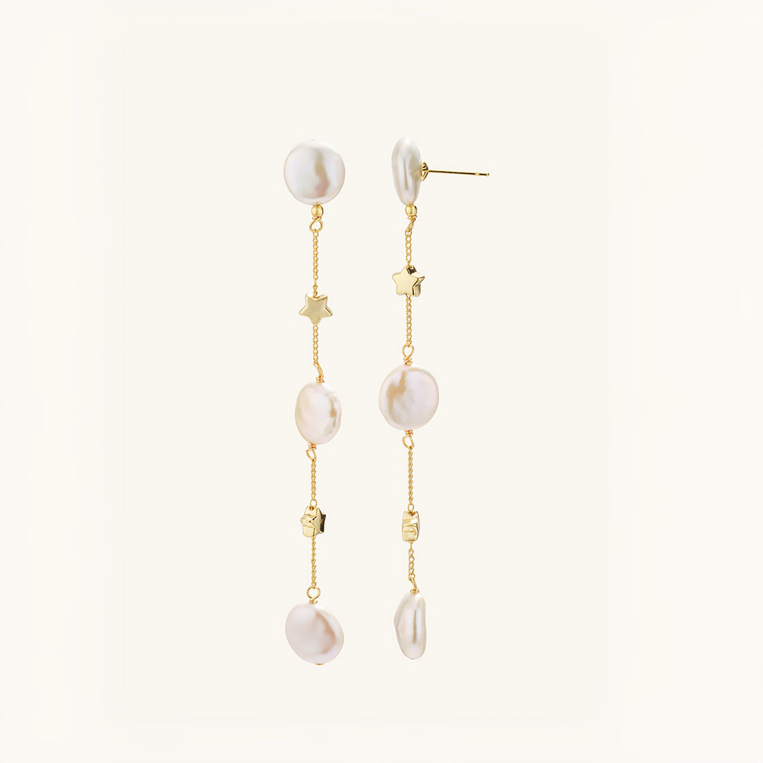 Elegant Star Freshwater Pearl Dangle Earrings - JESCOJES