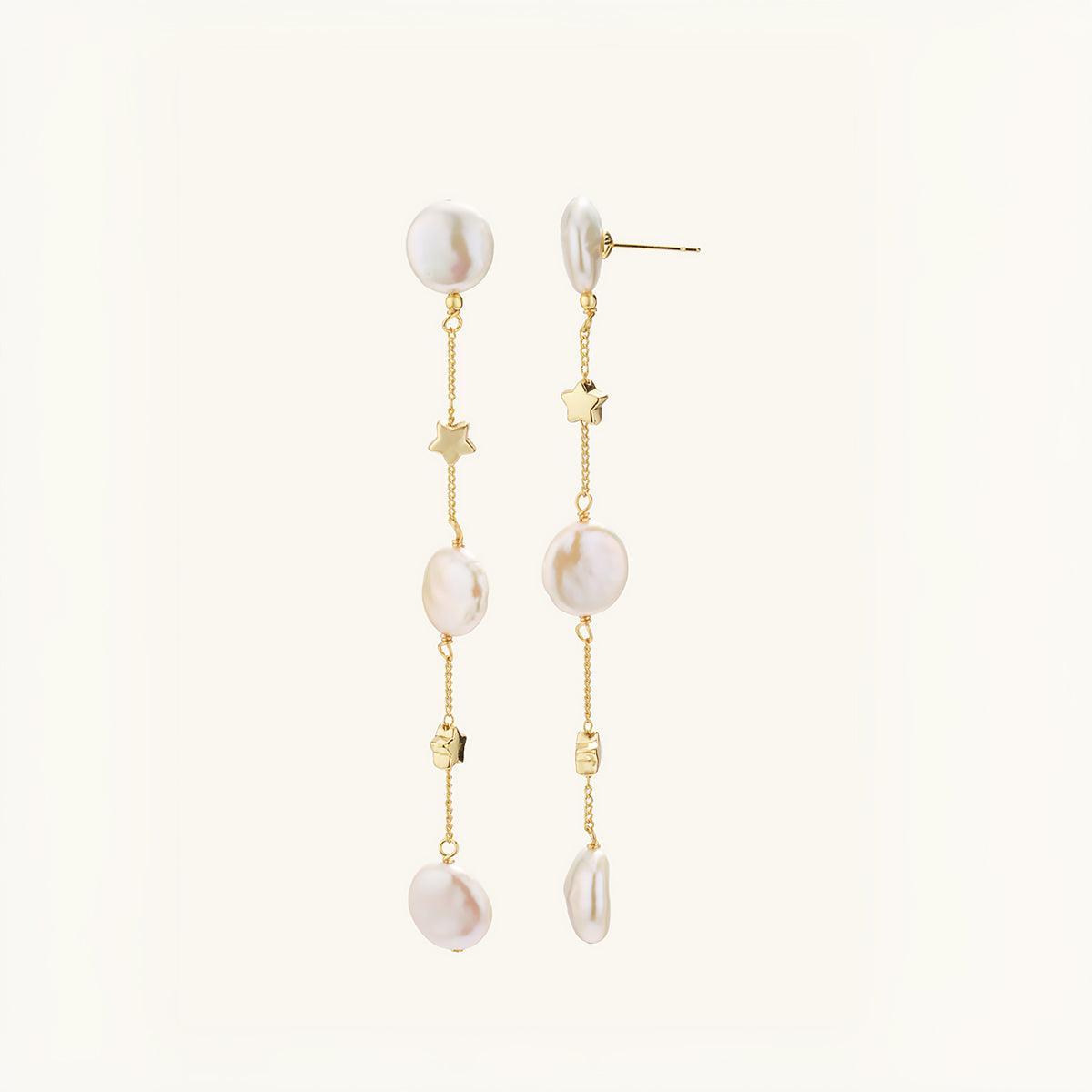 Elegant Star Freshwater Pearl Dangle Earrings