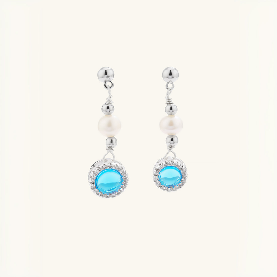 Aquamarine Pearl Drop Earrings