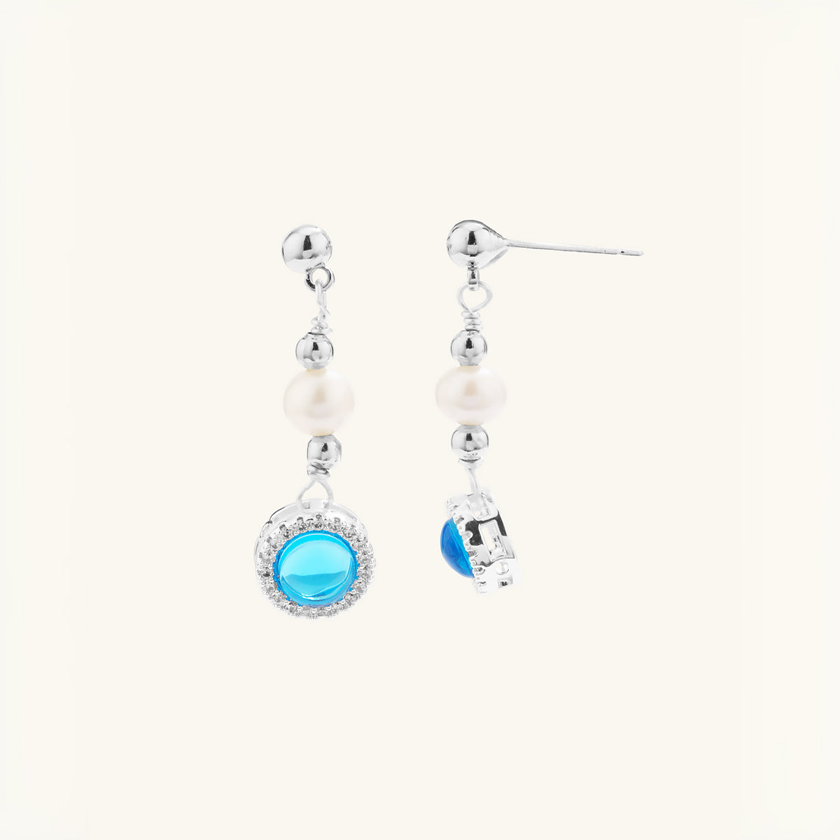 Aquamarine Pearl Drop Earrings